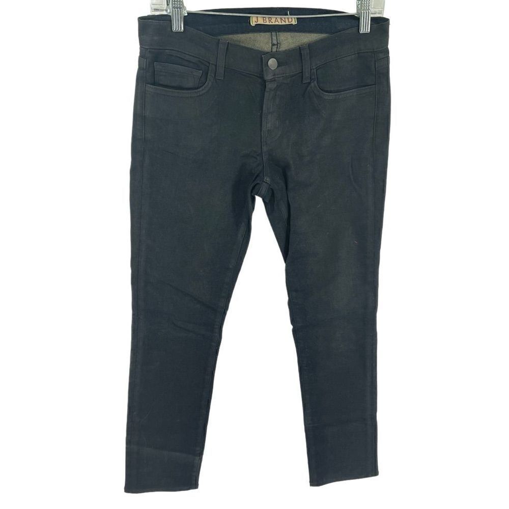 J Brand waxed cotton denim the pencil leg straight leg jeans dark wash 28
